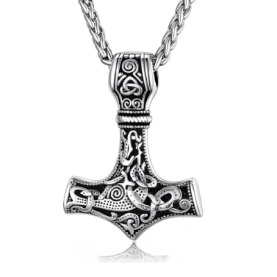 Afbeelding van Thor&#039;s hamer ketting hanger met Keltische knoop Viking heren 60 cm ketting, Roestvrij staal