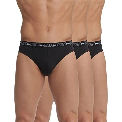Image de DIM Homme Coton Stretch Confort x3 Slip, Noir, L