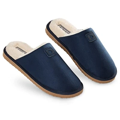 Afbeelding van Dunlop herenpantoffels met open achterkant, comfortabele pantoffels van traagschuim voor heren, rubberen zool, slipvaste schoenen binnen en buiten, cadeaus marineblauw, 39.5 EU