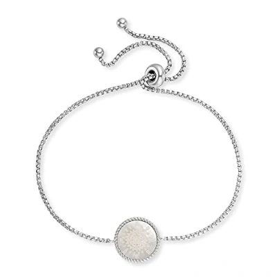Afbeelding van Engelsrufer Damesarmband van sterling zilver met kompas parelmoer ritssluiting individueel verstelbaar nikkelvrij,