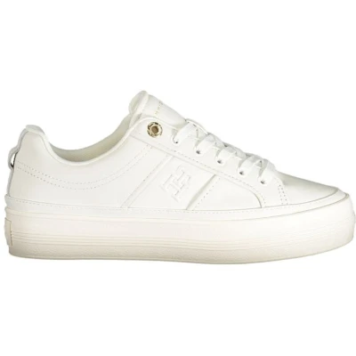 Afbeelding van Tommy Hilfiger Essential Monogram Sneakers laag, Dames, Maat: 39, Ecru Leer en imitatieleer