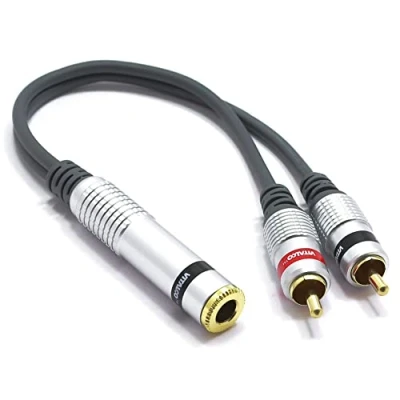 Afbeelding van VITALCO Adapter jack 6,35 mm stereo bus naar 2 x cinch stekker dubbele kabel TRS connector