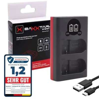 Afbeelding van Baxxtar en EL15 EL15b EL15c Dual LCD batterijlader (USB C micro USB ingang)