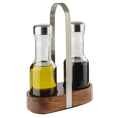 Afbeelding van Olie &amp; azijn menage wood 16x7 5xh24 5 cm