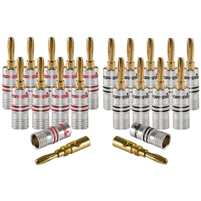 Image de Poppstar fiches Bananes, pour Les câbles de jusqu&#039;à 4 mm carré vissage ou 6 Soudure, 24k Contacts plaqués Or, Un Ensemble 20