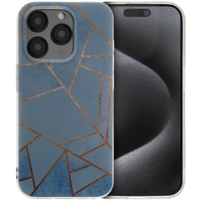 Afbeelding van iMoshion hoesje Geschikt voor iPhone 15 Pro Siliconen Design Meerkleurig / Blue Graphic