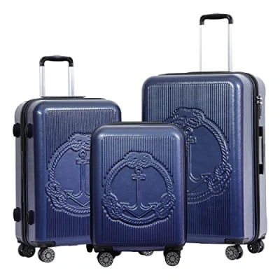 Afbeelding van Biggdesign Anchor Koffer Set Kofferset Reiskoffer Met Wielen en Cijferslot Marineblauw van 3
