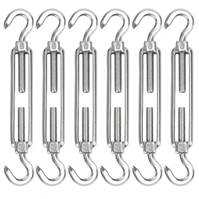 Afbeelding van 6 stuks M5 spanhaken van roestvrij staal 304 en spanner haak &amp; haak, verstelbare kabelspanner, accessoires voor kabel, luifels, touw droogrek