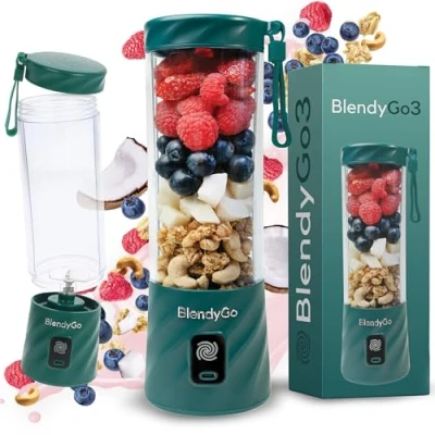 Afbeelding van BlendyGo 3® draagbare mixer, elektrische blender, mini USB smoothiemixer voor smoothies, smoothie maker om te gaan, 550 ml, BPA vrij, PulseMotion &amp; BlendPro technologie