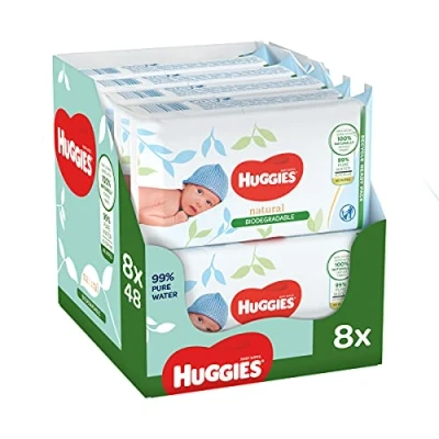Afbeelding van Huggies Natural Biologisch afbreekbaar Billendoekjes 384 babydoekjes 8 x 48