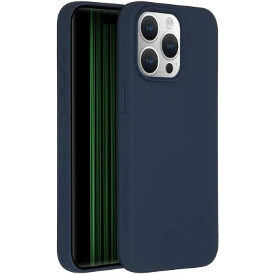 Afbeelding van Accezz Hoesje Geschikt voor iPhone 15 Pro Max Siliconen Liquid Silicone Backcover MagSafe Donkerblauw