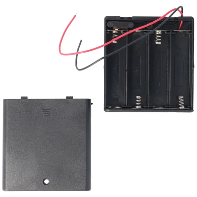 Afbeelding van AccuCell batterijhouder voor 4 Mignon AA HR 3, LR6 batterijen of oplaadbare met deksel en