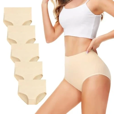 Afbeelding van TUUHAW Onderbroeken dames ondergoed 5 pack slip korsetbroek katoen hoge taille ademend, x huid, L