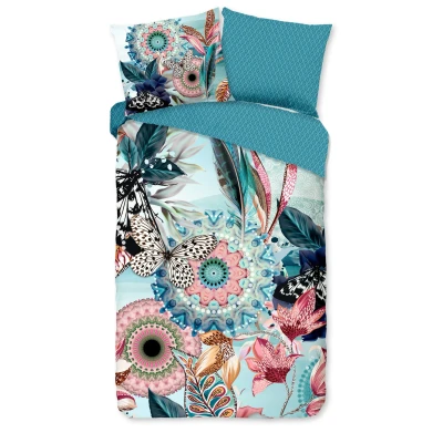 Afbeelding van HIP Dekbedovertrek &quot;mandala&#039;s en bloemen&quot; Aqua (140x200/220 cm) Katoen Satijn