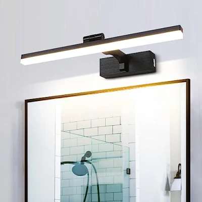 Afbeelding van MantoLite Led kleurtemperatuur, verstelbaar, wandlamp voor schilderijen en vitrines, 40 cm, 8 W, zwart, geborsteld, leeslampen, spiegel, badkamerverlichting met verstelbare arm, 3000 K/4500 K/6000 K