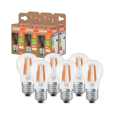 Afbeelding van OSRAM Superstar Classic P 40 Mini Bouclassic LED glazen behuizing helder 2,2 W 470 lm E27 warm wit licht 2700 K EEK A, diameter 45 mm, 6 stuks