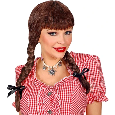 Afbeelding van Widmann Boeren Tirol &amp; Oktoberfest Kostuum Pruik Alpenmeisje Bierfeest Bruin Verkleedkleding