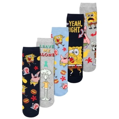 Afbeelding van United Labels Set van 5 paar Spongebob herensokken maat 40 45, meerkleurig, 45 EU, Meerkleurig
