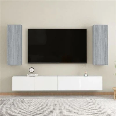 Afbeelding van vidaXL Tv meubelen 2 st 30,5x30x90 cm bewerkt hout grijs sonoma eiken