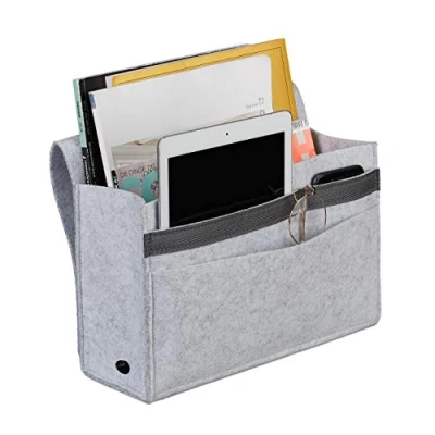 Afbeelding van Relaxdays bed organizer 6 vakken bedside pocket opbergruimte aan klittenband Lichtgrijs