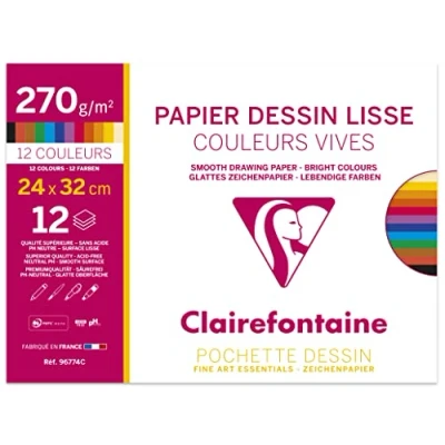 Image de Pochette Dessin Couleurs Lisses 24x32 12 feuilles 210g