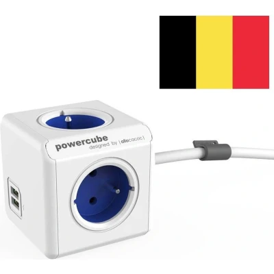 Afbeelding van Allocacoc 6403BL/BEEUPC PowerCube Extended Stekkerdoos USB poorten 3 sockets type E (België) Wit/Blauw 1,5 meter