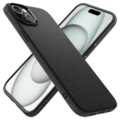Image de Spigen Liquid Air Coque de protection pour téléphone portable polyuréthanne thermoplastique (TPU) noir mat Apple iPhone 15 Plus