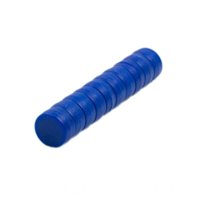Afbeelding van Magnetastico® 10 sterke neodymium magneten met beschermende coating afmetingen 12 x 6 mm kleur blauw mini voor magneetbord, koelkast, whiteboard