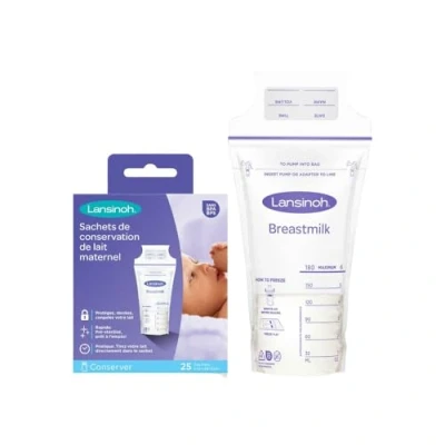 Afbeelding van Lansinoh moedermelk bewaarzakjes 180ml 25 stuks