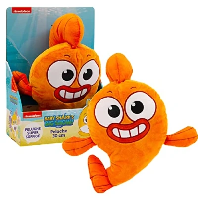 Afbeelding van Giochi Preziosi Baby Shark Big Show Pluche dier in de vorm van een vis kleur oranje om te kussen, 30 cm, voor kinderen vanaf 3 jaar, BAH17200, William