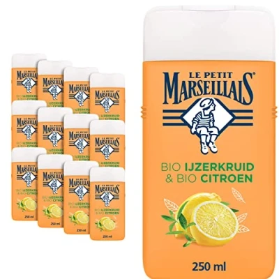 Afbeelding van Le Petit Marseillais Extra Doux Bio ijzerkruid en Citroen Douchegel, veganistische douchegel met citroen, 12 x 250 ml