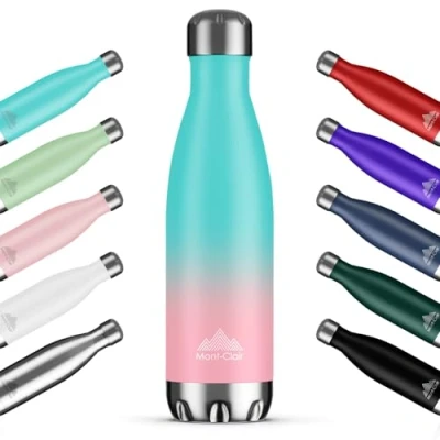 Afbeelding van Mont Clair H2O 750 ml roestvrijstalen thermosfles, 12 uur warme drank en 24 koude drank, BPA vrij, waterfles, ml, cyaan roze