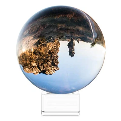 Afbeelding van Navaris glazen bol voor fotografie Fotobol met standaard Heldere kristallen bal voet Lensball Ø 100 mm