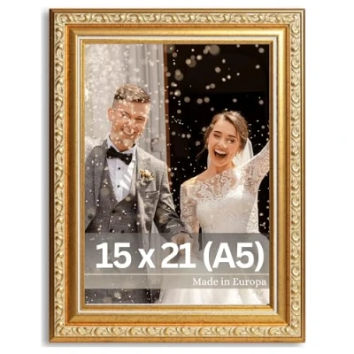 Afbeelding van Victor Antique fotolijst &quot;Chagall&quot; in goud 15 x 21 cm (A5) vintage geschikt voor documenten gouden barok
