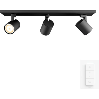 Image de Philips Hue Runner 3 Spots Montés en Surface White Ambiance Noir + Variateur