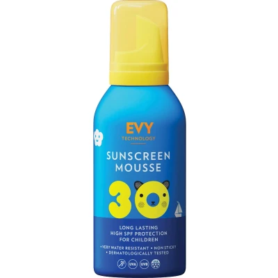 Afbeelding van EVY Zonnebrand Mousse Kids SPF 30 150 ml Beschermend en Hydraterend Dermatalogisch aanbevolen Zweet water bestendig