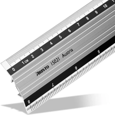 Afbeelding van Aristo liniaal 20 cm aluminium met rubber inleg AR 15021