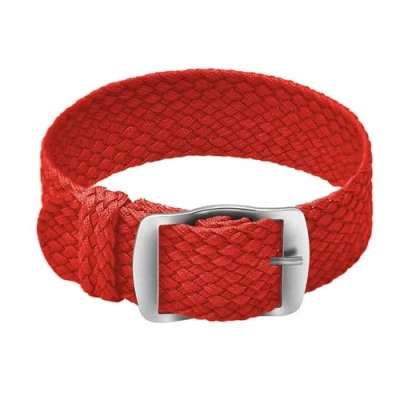 Afbeelding van Ullchro Horlogebandje, van nylon, uniseks, met roestvrijstalen zilveren gesp, rood, 18mm, Riemen.