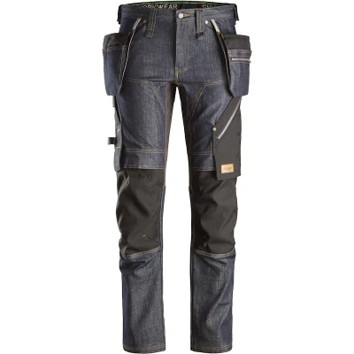 Afbeelding van Snickers 6955 FlexiWork Denim Werkbroek+ met Holsterzakken blauw/Zwart 52