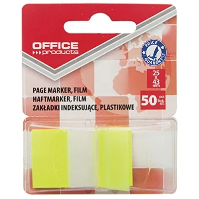 Afbeelding van Office Products, Plakbriefje, Ordnerregister pp, 25x43 mm, 50 registers, blister, geel