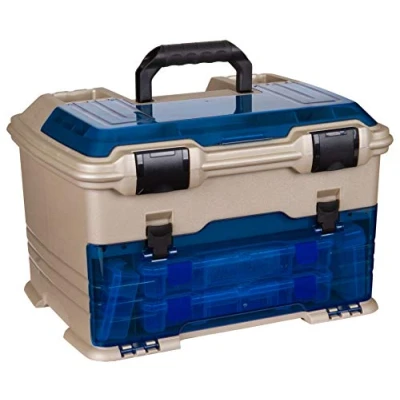 Afbeelding van Flambeau Outdoors T5P Pro opbergdoos voor visuitrusting met Tuff Tainer dozen, corrosiewerende technologie, lichtblauw/goud