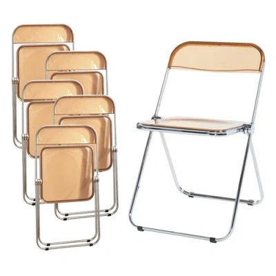Afbeelding van Klapstoel set van 6 Pornainen 74x46x47 cm oranje transparant [en.casa]