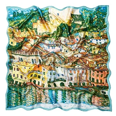Afbeelding van Prettystern Gustav Klimt zijden sjaal art prints nouveau, P537 Malcesine aan de Gardasee