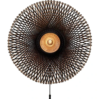 Afbeelding van GOOD&amp;MOJO Wandlamp Kalimantan Bamboe/Zwart Ø87cm Zwart