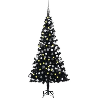 Afbeelding van Kunstkerstboom Met Verlichting En Kerstballen 120 Cm Pvc Roze