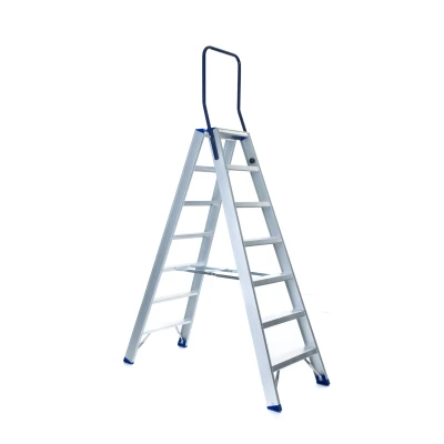 Afbeelding van Dubbele trapladder 2x7 treden Atom + Gratis beugel
