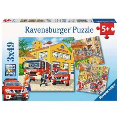 Image de Ravensburger Puzzle Les Pompiers au travail 3 x 49 pièces
