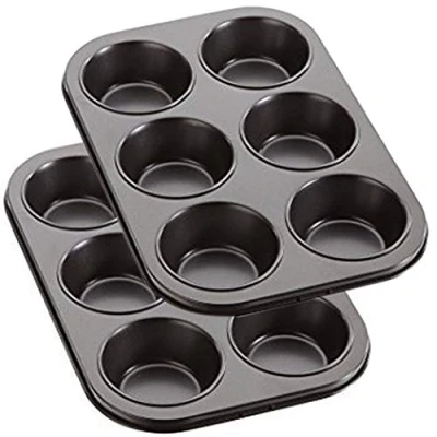 Afbeelding van Koekjes en Muffinvorm voor 6 muffins Koolstofstaal met antiaanbaklaag Set van 2