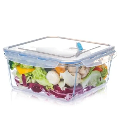 Afbeelding van NUTRIUPS Grote glazen voorraaddoos van 3,3 liter met deksel, vierkante voedselopslagset, BPA vrij, voor het bereiden maaltijden, reizen, vriezer,