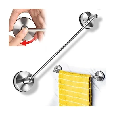 Afbeelding van YOHOM Zuignap Handdoekhouder Badkamer 42.8CM Vacuüm RVS Theedoekrek Keuken Enkele Douche Handdoekstang Wandmontage Handdoekhanger Niet Boren Geborsteld (17 inch)